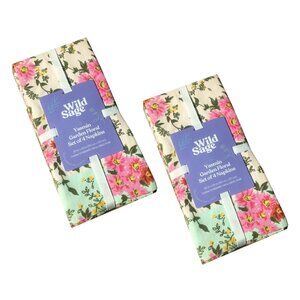 new Set of 8 Wild Sage Pink Garden Floral 100% Cotton 20x20-inch Fabric Napkins